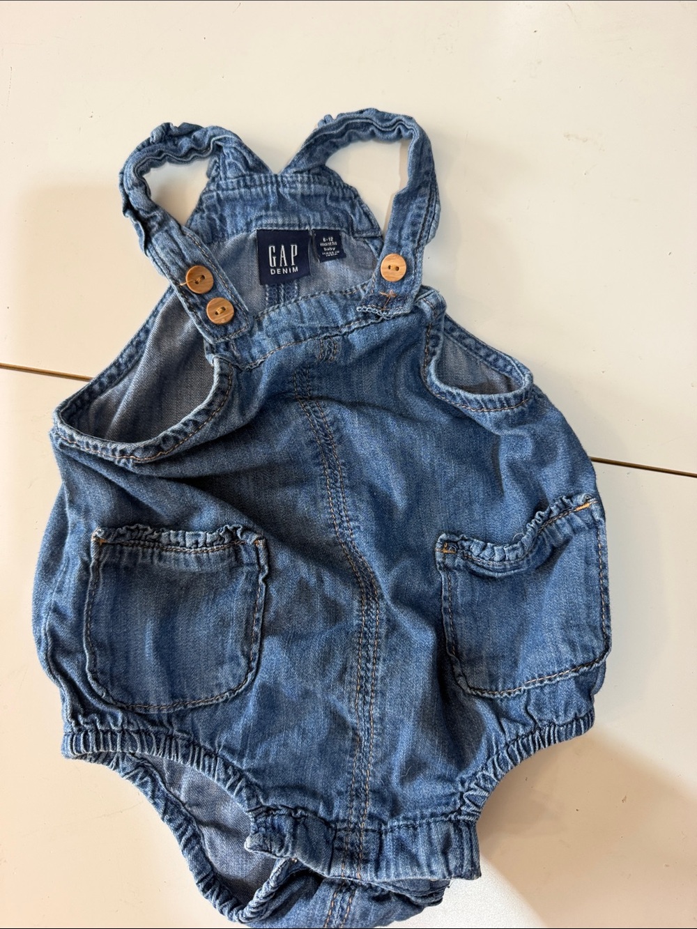 GAP Blue Denim Baby Bubble Overalls